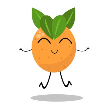 Beyaz arkaplandaki mutlu turuncu karakterin çizimi