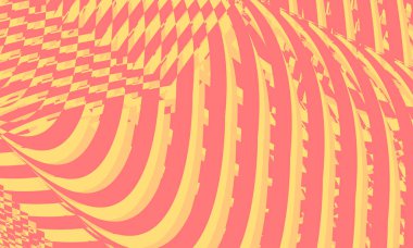 Sarı ve turuncu soyutlanmış arka plan pop sanat tarzında, hipnotik yaratıcı tasarım kavramına sahip duvar kağıdı 