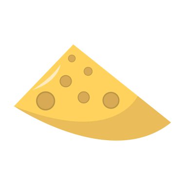 Beyaz arkaplanda izole edilmiş peynir diliminin vektör çizimi.