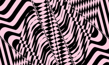 Pembe ve siyah soyut çizgili arka plan pop sanatı tarzında, hipnotik yaratıcı tasarım kavramına sahip duvar kağıdı 