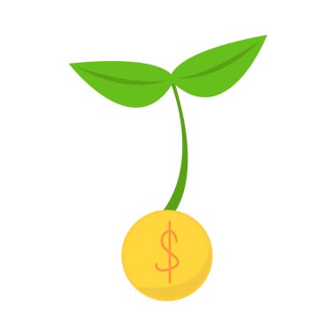 Bozuk paralar ve bitki filizleri ile büyüme kavramı