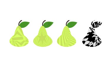 Soyut tırtıklı hipnotik desenli armutların çizimi pop sanatı tarzında