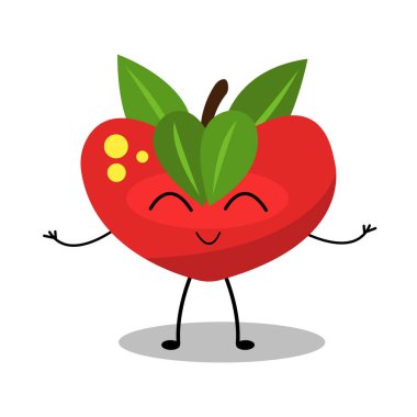 Şirin kırmızı elma maskotu karakter vektör çizimi tasarımı 