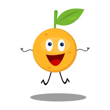 Beyaz arka planda dalgalı elleri olan mutlu bir çizgi film karakteri.