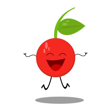 Beyaz arka planda dalgalı elleri olan mutlu çizgi film karakterinin çizimi