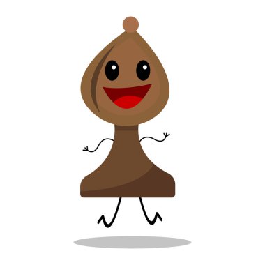 Beyaz arkaplandaki sevimli çizgi film satranç karakterinin çizimi