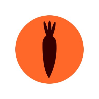 Turuncu işaretli siyah havuç silueti, vektör illüstrasyonu 