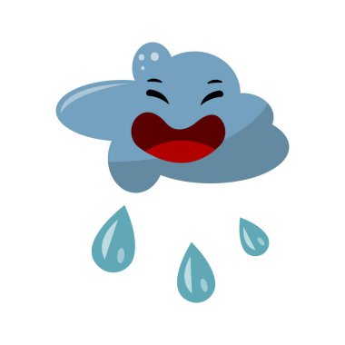 Yağmur damlalı sevimli çizgi film karakteri