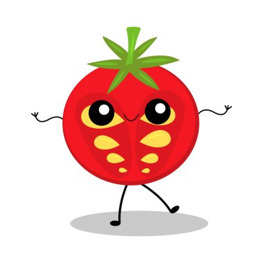 Sevimli kırmızı domates maskotu karakteri  
