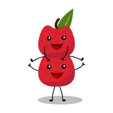 Şirin kırmızı elma maskotu karakterler vektör çizim tasarımı 