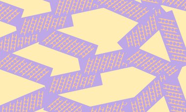 Sarı arka planda turuncu geometrik şekilli mavi çizgiler