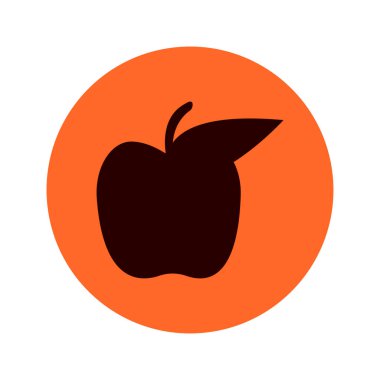 Turuncu işaretli siyah bir elmanın silüeti, vektör çizimi 