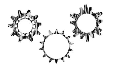 Beyaz arkaplanda dalgalı siyah beyaz viteslerin çizimi