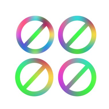 Beyaz arkaplanda soyut çok renkli parlaklık desenli dur işareti şekillerinin vektör çizimi 