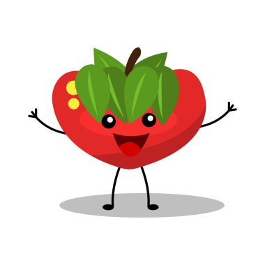 Şirin kırmızı elma maskotu karakter vektör çizimi tasarımı 