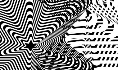 Pop sanatı tarzında siyah ve beyaz soyutlanmış arka plan, hipnotik konsept tasarlamak için duvar kağıdı yaratıcı.