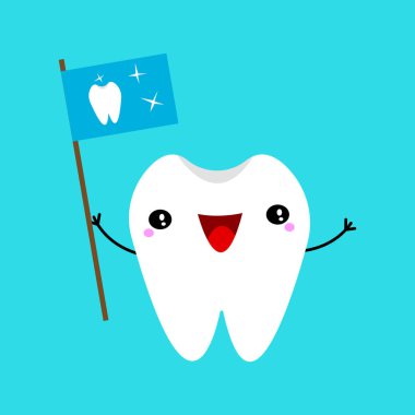 Mutlu dişin çizgi film karakteri, vektör çizimi