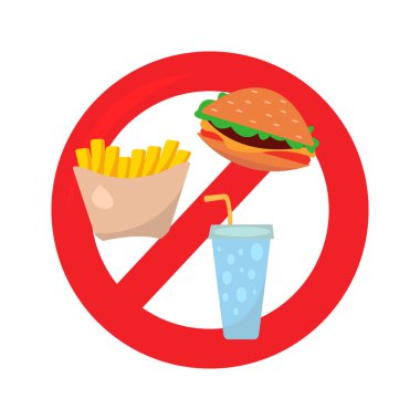 Yasak İşaret, Yasak Sembol, Yiyecek ve içecek işaretinin vektör çizimi