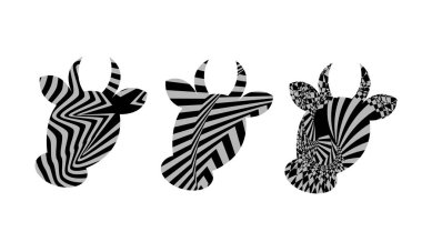 Soyut tırtıklı hipnoz desenleri olan ineklerin çizimi