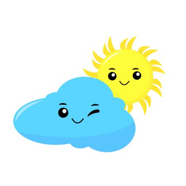 Güneşli hava bulutu, vektör çizimi