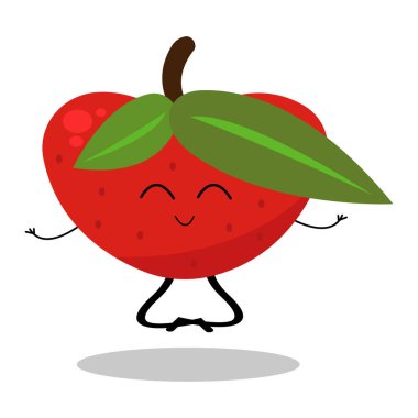 Lotus pozisyonunda oturan tatlı çilek karakterinin çizimi