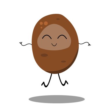 Beyaz arka planda dalgalı elleri olan mutlu patates karakterinin çizimi