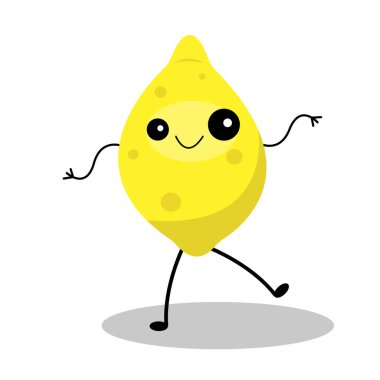 şirin sarı limon, çizgi film karakteri, vektör illüstrasyonu