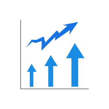 Mavi ok simgesi vektör illüstrasyonlu grafik