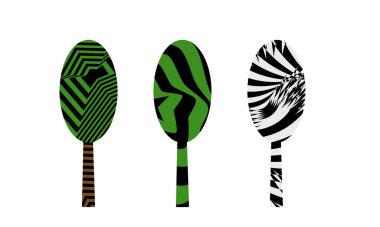 Beyaz arkaplanda izole edilmiş hipnotik desenli ağaçların vektör çizimi 