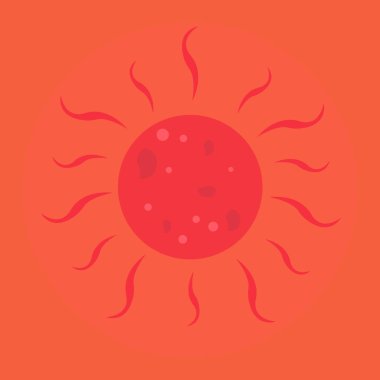 Red alien sun icon. flat illustration of solar ball vector icon for web