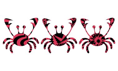 Soyut tırtıklı hipnoz desenleri olan yengeçlerin çizimi