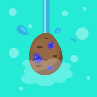 Mavi arka planda temiz patates