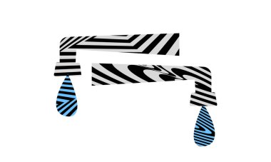 Musluklardan gelen su damlalarının soyut ribauntlu hipnotik şablonlarla çizimi pop sanatının tarzında.