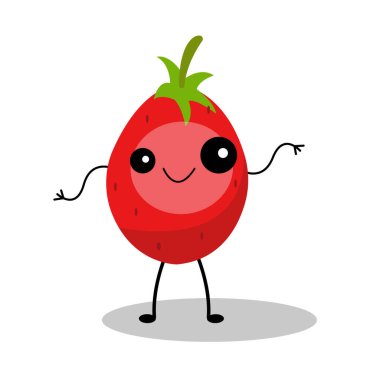 Beyaz arka planda Çilek 'in sevimli çizgi film karakteri.