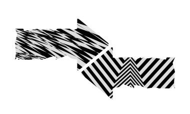 Soyut tırtıklı okların çizimi, pop sanatının tarzında hipnotik desenler.