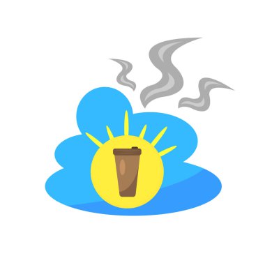 Coffee cup on the cloud and the sun, vector illustration, the concept of a popular energy drink which many people start their morning vector Coffee cup on the cloud and the sun, vector illustration, the concept of a popular energy drink which many people start their morning vector