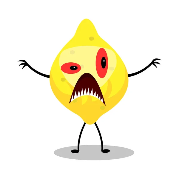 想象中的卡通片怪物柠檬人物 白色背景 — 图库矢量图片