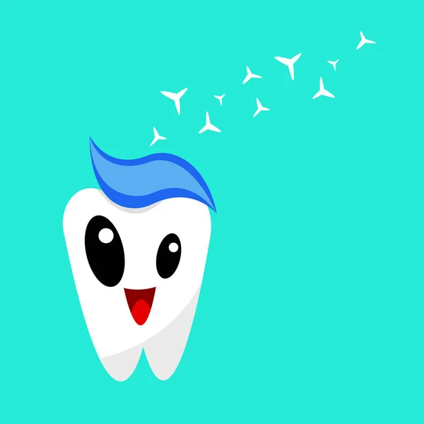 Personnage Dessin Animé Dent Heureuse Saine Avec Dentifrice Illustration Vectorielle — Image vectorielle