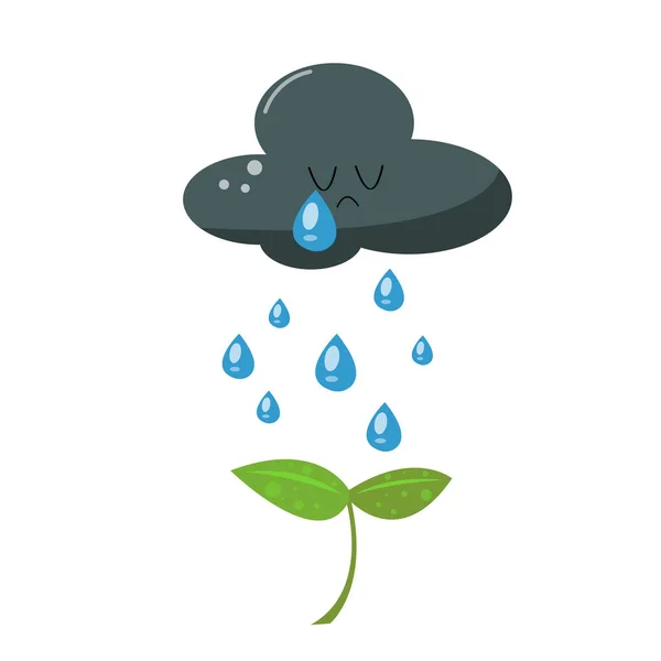 Cartoon Illustration Sprout Raindrops Vector Illustration — Stock Vector