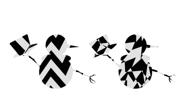 Ilustrace Sněhuláka Abstraktními Žebrovanými Hypnotickými Vzory Stylu Pop Artu — Stockový vektor