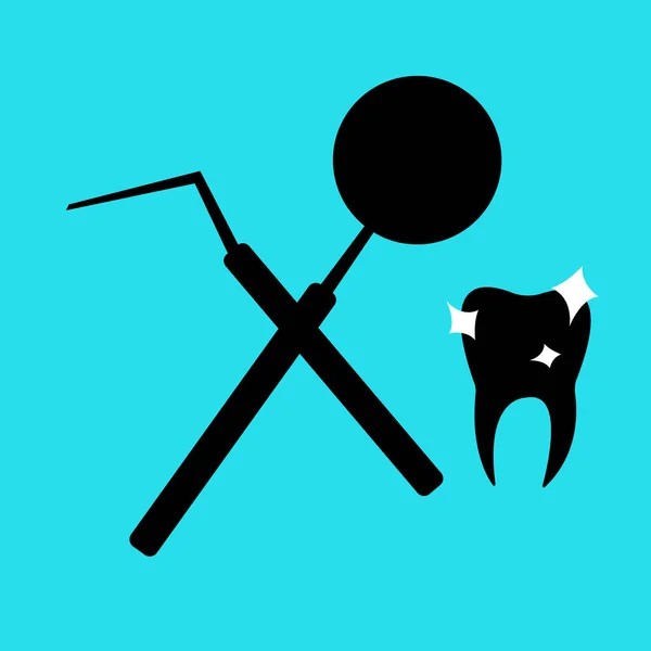 Vektorová Ilustrace Černých Zubů Zubních Nástrojů — Stockový vektor