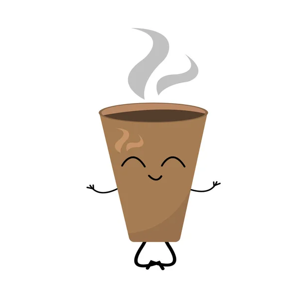幸せな漫画のコーヒーカップキャラクターのイラスト — ストックベクタ
