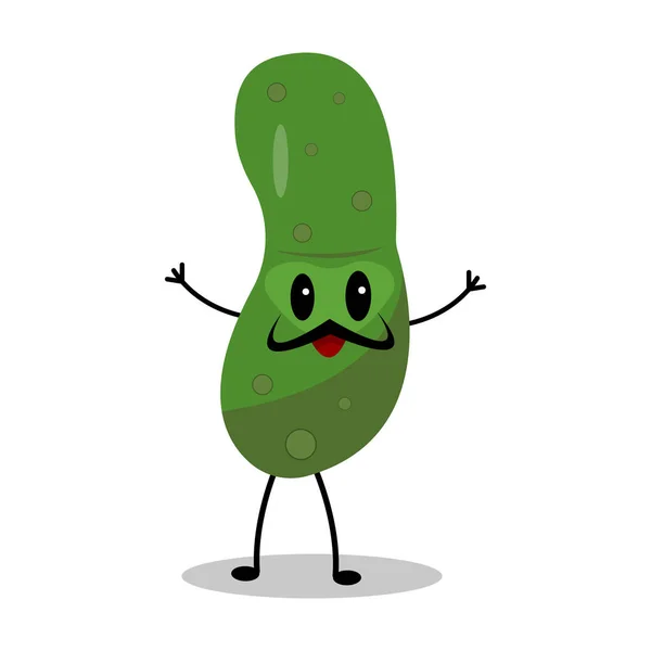 Cute Cartoon Character Green Cucumber Vector Illustration — Stock Vector