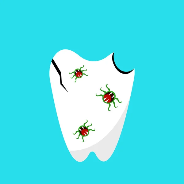 Мультяшный Персонаж Зуба Бактериальными Монстрами Векторная Иллюстрация — стоковый вектор
