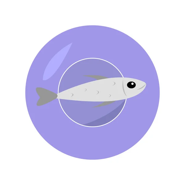 Tabaktaki Balıklar Için Deniz Yaşam Vektör Simgelerinin Düz Çizimi — Stok Vektör