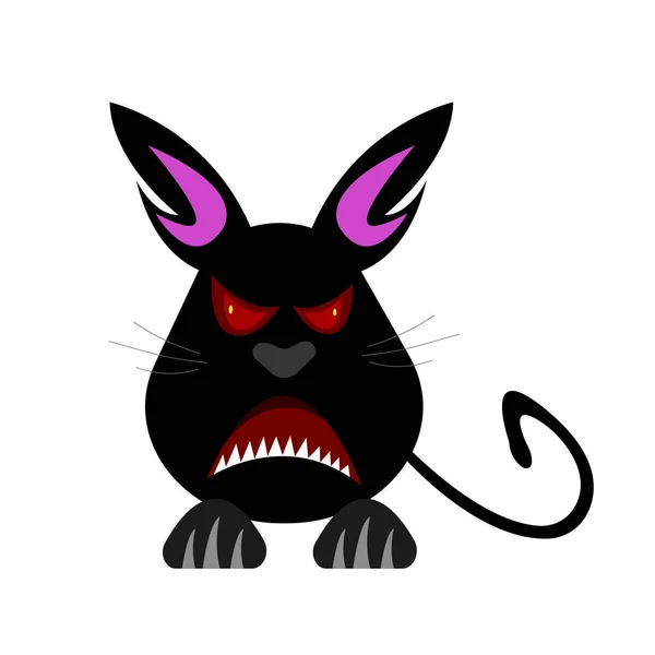 Απεικόνιση Του Χαρακτήρα Κινουμένων Σχεδίων Θυμωμένος Μαύρο Γατάκι Κόκκινα Μάτια — Διανυσματικό Αρχείο