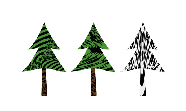 Illustration Vectorielle Sapins Présentant Des Motifs Hypnotiques Isolés Sur Fond — Image vectorielle