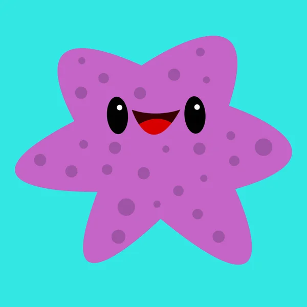 Cute Cartoon Character Purple Starfish Vector Illustration — Stockový vektor