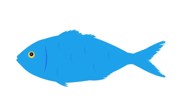 Икона Рыбы Карикатура Синем Морском Векторном Рисунке Белом Фоне — стоковый вектор