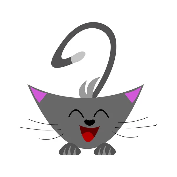 Illustration Von Niedlichen Cartoon Grauen Katze Charakter Auf Weißem Hintergrund — Stockvektor
